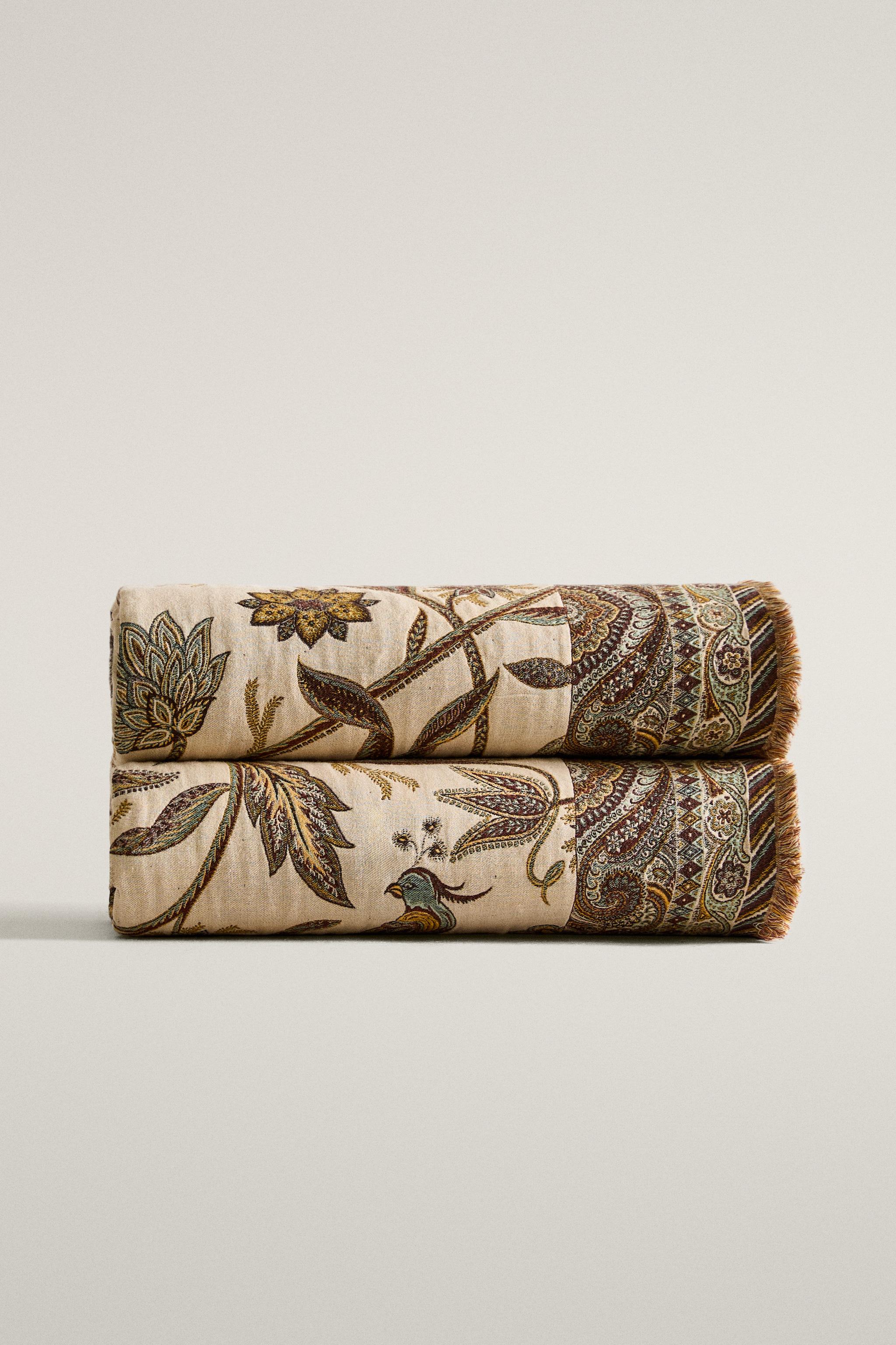 PLAID JACQUARD FLEURS